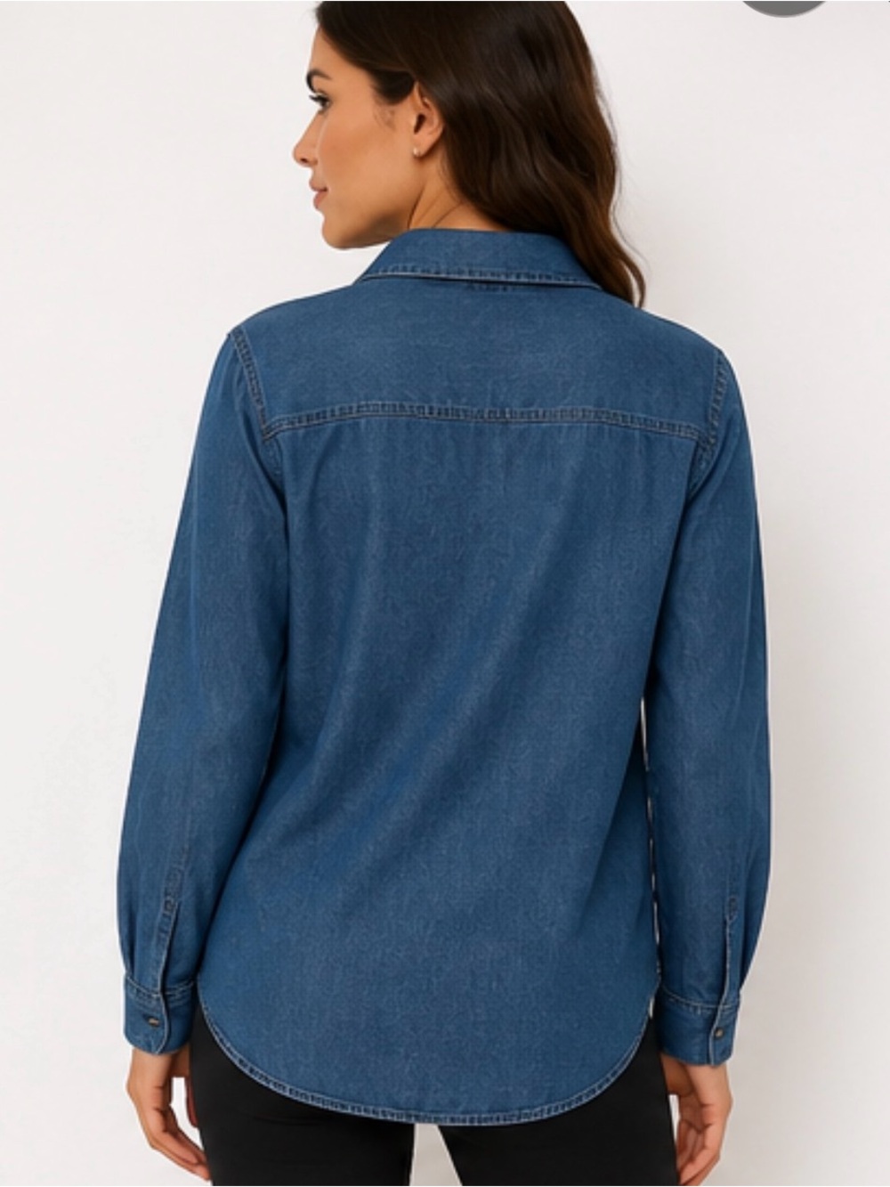 Anne Klein Blue Denim Zip-Pocket Button, Size small, Excellent Condition